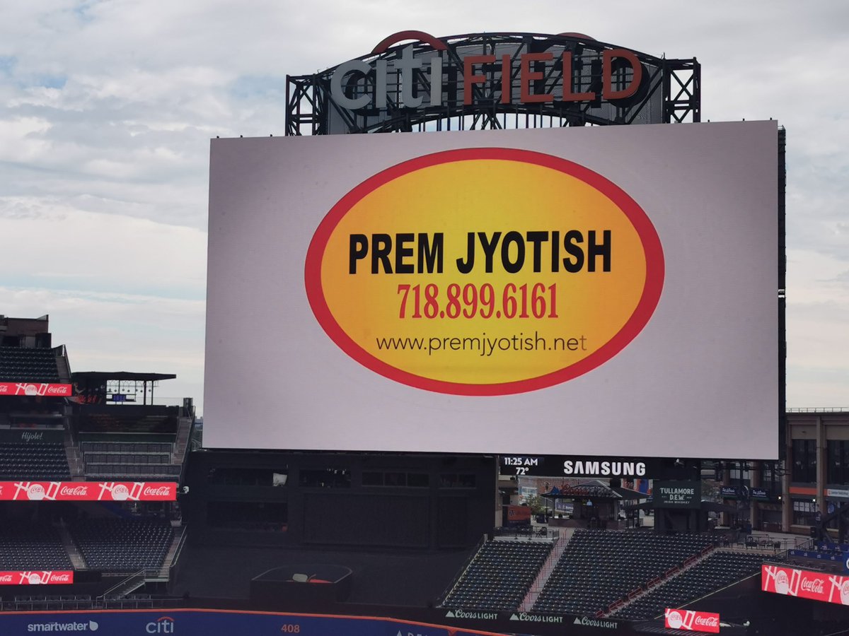 PeterDellaPenna's tweet image. For all the fans who watch cricket in the USA regularly on Willow TV, if you thought all those Prem Jyotish ads were wild before, seeing them shown on a 17,600 big screen TV at Citi Field is an entirely different experience.