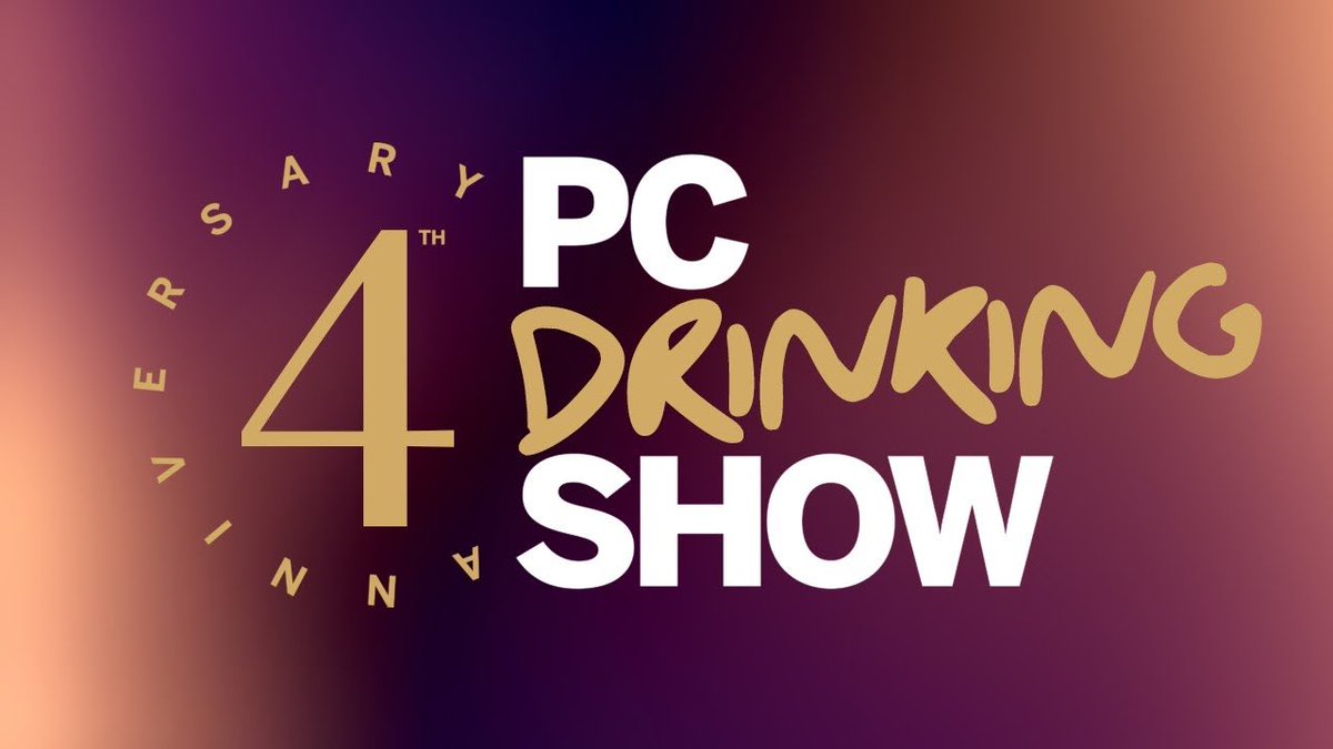 Mahvlson's tweet photo. See you all at 4:00pm ET for the fourth annual PC Gaming (Drinking) Show.

Join us as we celebrate the event’s tenth anniversary, and our fourth drunkiversary. 

feat. @bobbbackwards, @CaptainStubs1, @UntitledSmithy and myself.

Link down below 🍻 https://t.co/34OkPpCvjE