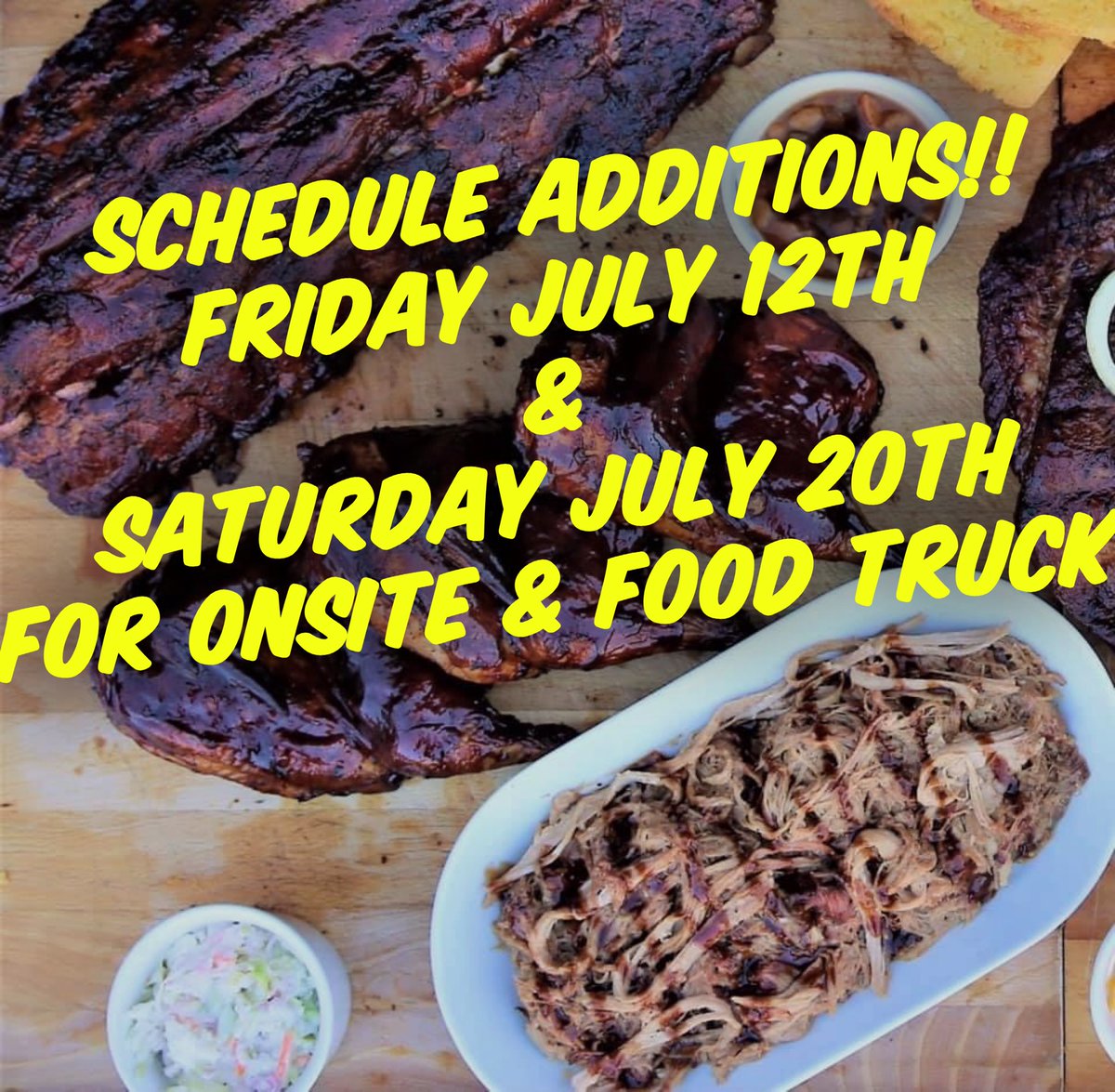 2BrosBBQ's tweet photo. We are doing our best to add events!! We have increased our schedule on Friday July 12th &amp; Saturday July 20th for Onsite events &amp;/or prepaid Food truck events. Call the office today for additional info 412-200-8921 https://t.co/yS0eE9EK3Q
