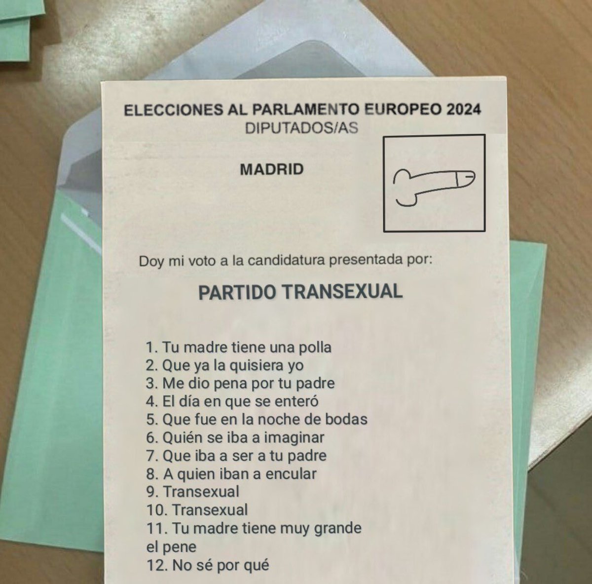 offensiveprank's tweet photo. Yo ya he votado https://t.co/Nz1OApleZs