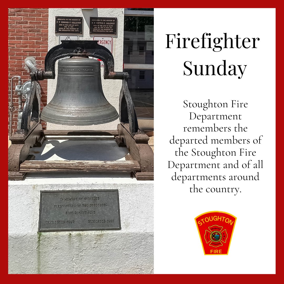 Stofirerescue's tweet photo. Stoughton Fire Department remembers the departed members of the Stoughton Fire Department and of all departments around the country.
#SFD #Firefightersunday https://t.co/ePYadkryET