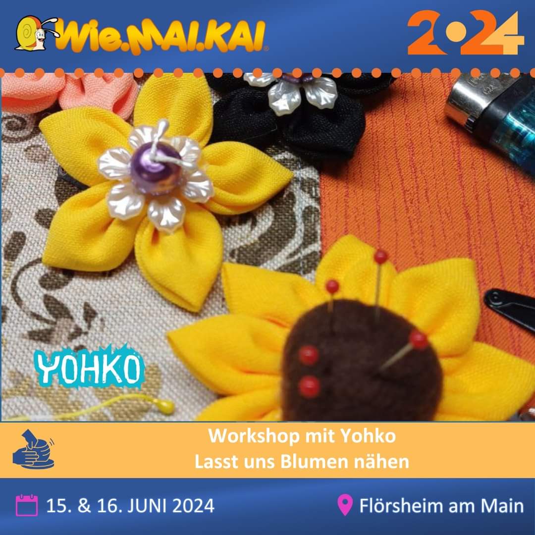 wiemaikai's tweet photo. 🧵 Workshop Last uns Blumen Nähen mit yohkos_atelier Jetzt Ticket sichern: https://t.co/7BEQOF9p7N #wiemaikai #wmk #wiemaikai2024 #wmk2024 #anime #manga #cosplay #japan #convention #wokshop #workshops #panel https://t.co/x7Z0i9ePtn https://t.co/9vjeIFhxSG