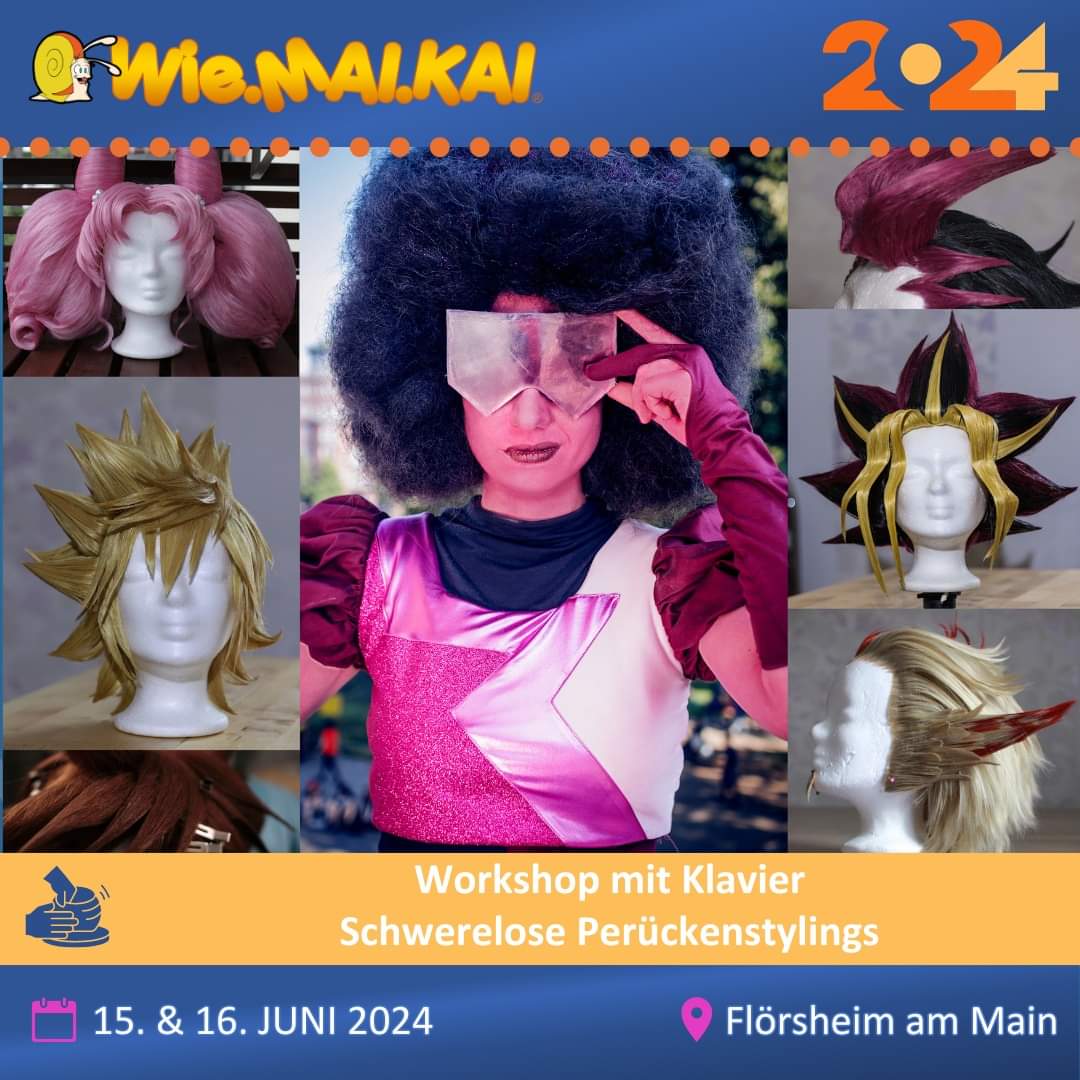 wiemaikai's tweet photo. 💇♀️ Schwerelose Perückenstylings mit kyouyagavin https://t.co/7BEQOF9p7N #wiemaikai #wmk #wiemaikai2024 #wmk2024 #anime #manga #cosplay #japan #convention #wokshop #workshops #panel https://t.co/oeqaFSLSUb