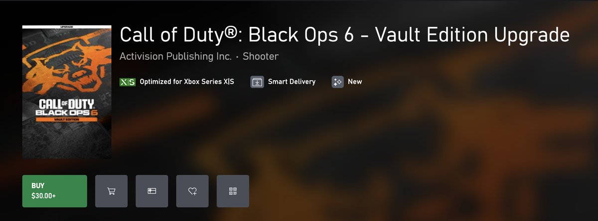 charlieINTEL's tweet photo. For those who have Xbox Game Pass, Xbox has an option to upgrade to the Vault Edition for $30 on the store. 

Must have active Xbox Game Pass subscription (Console, Ultimate, or PC). https://t.co/3NTvnyICdO https://t.co/RgOy062yZt