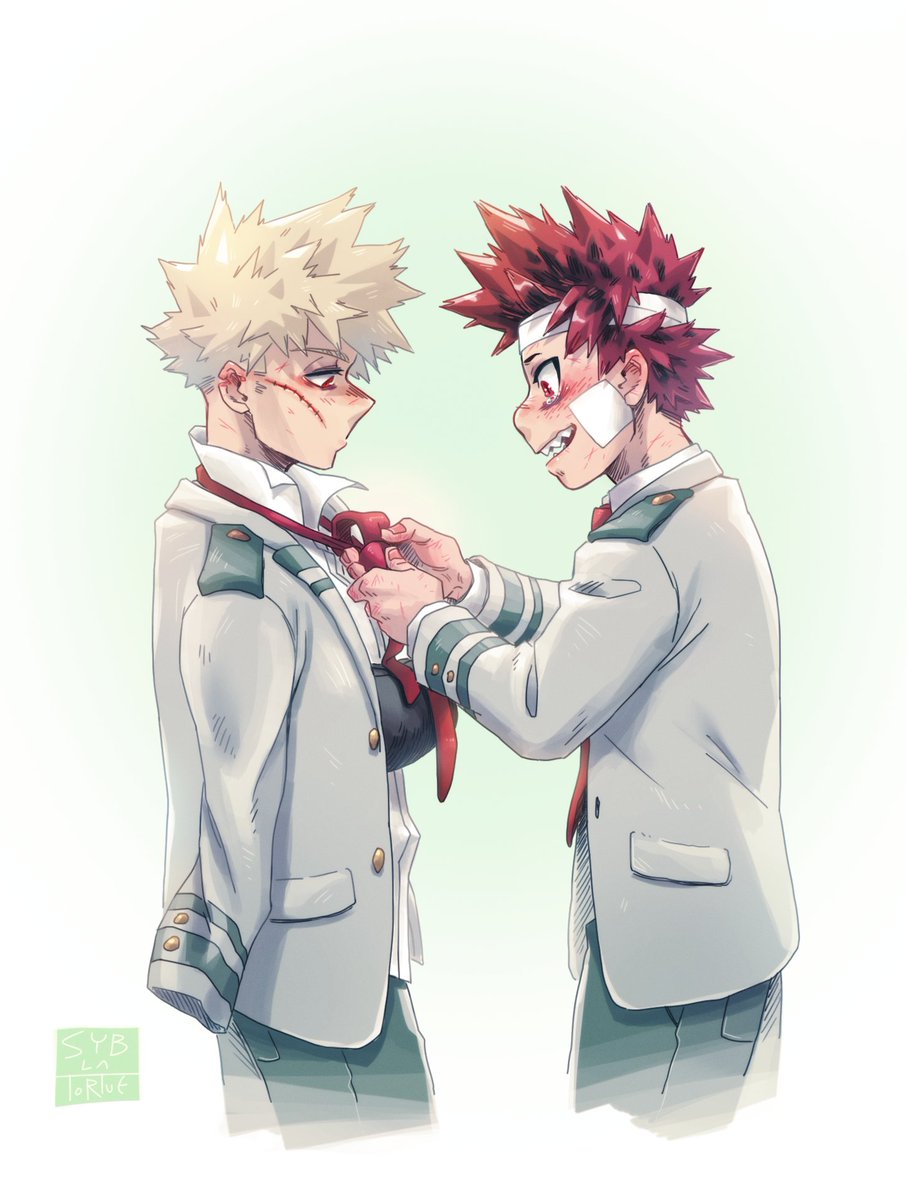 SybLaTortue's tweet photo. how do you do a tie with only one functioning arm?
Katsuki doesn't have to wonder because his best friend can take care of it

best friend who is very relieved he even gets to do this https://t.co/a6YvStXf7X