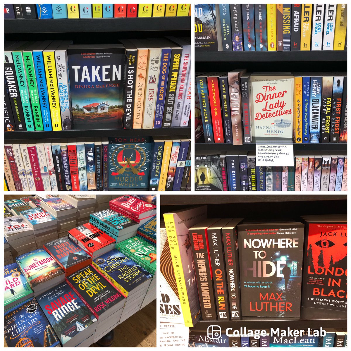 Some of my favourite crime reads in Waterstones Piccadilly this weekend
#Taken @DinukaMckenzie 
#TheDinnerLadyDetectives <a href="/HendyHannah/">Hannah Hendy</a> 
#SavageRidge <a href="/MrMorganGreene/">Morgan Greene Author</a> 
#NowheretoHide <a href="/maxlutherauthor/">Max Luther</a> 
⭐️⭐️⭐️⭐️⭐️