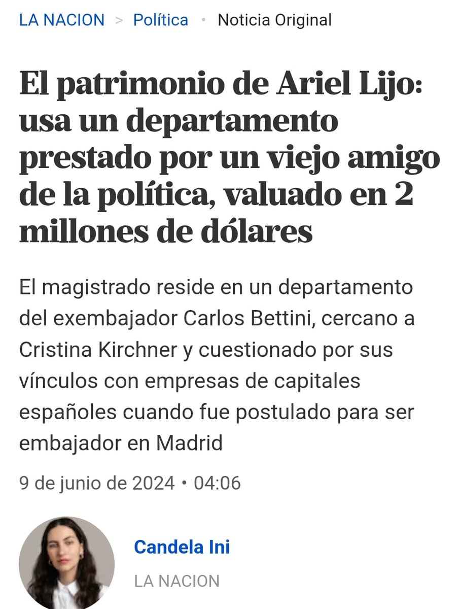Cómo puede ser que un Juez nominado a la Corte viva en un lujoso departamento "prestado" por un lobbysta como Carlos Bettini y haya usado un Mercedes Benz de una aseguradora? Son las mismas chantadas de Alberto.
lanacion.com.ar/politica/el-pa…
