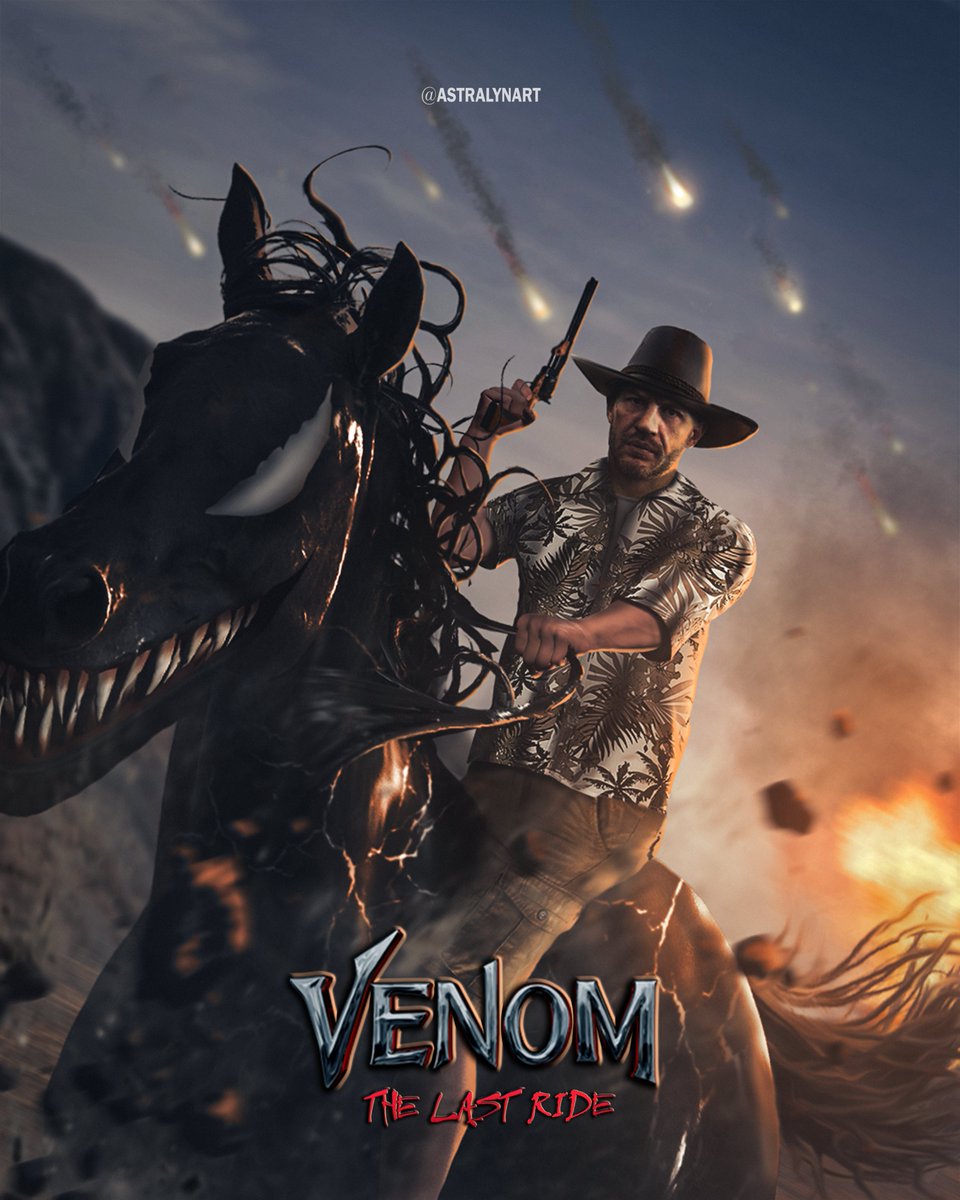 PRONOB3284's tweet photo. Venom: The Last Ride
Ever seen a cowboy wearing short pants?
#venom #venommovie #venomfanartwork #venomthelastdance #venomthelastride #venomfanartwork
#tomhardy #eddiebrock #eddiebrockedit #poster #venomposter https://t.co/IaByGUQs8F
