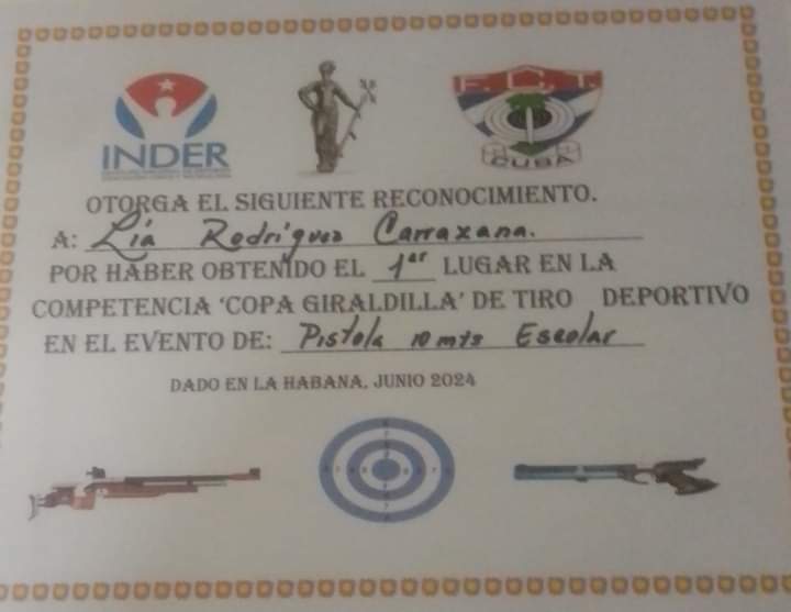 Felicidades a nuestras atletas de tiro de fusil a 10m que obtuvieron el Primer Lugar en la Copa Giraldilla de Tiro. #MatancerosEnVictoria #MatanzasdeGironal26 <a href="/DiazCanelB/">Miguel Díaz-Canel Bermúdez</a> <a href="/mariofsabines/">Mario Sabines Lorenzo</a> <a href="/JanyMartnez10/">Hanny Martínez</a>
<a href="/PomaresCardena2/">Roberto Cárdenas Pomares</a> <a href="/SunyGarca1/">Suny García</a> <a href="/grande_jaguey/">Asamblea Municipal del Poder Popular Jagüey Grande</a> <a href="/MaykelPorte/">Luis Maykel</a> <a href="/Luzardomagdiel/">Magdiel Díaz Luzardo</a>