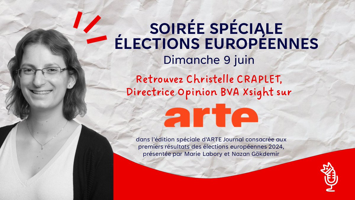 📢 Ne manquez pas ce soir sur <a href="/ARTEfr/">ARTE</a> l'analyse de <a href="/CCraplet/">Christelle Craplet</a>, Directrice Opinion BVA Xsight, lors de l'édition spéciale des #ElectionsEuropeennes2024 ! 🗳️ #BVAXsightOnAir