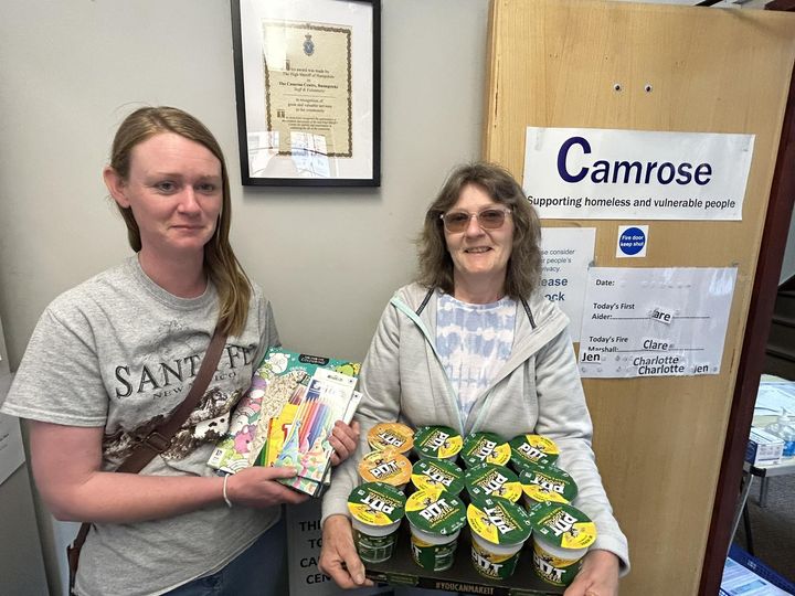 Thank you so much to Stephanie &amp; Bev who came to Camrose today from The Tadley Trust with pot noodles, clothes &amp; colouring books &amp; pens.
We are really grateful for your support.