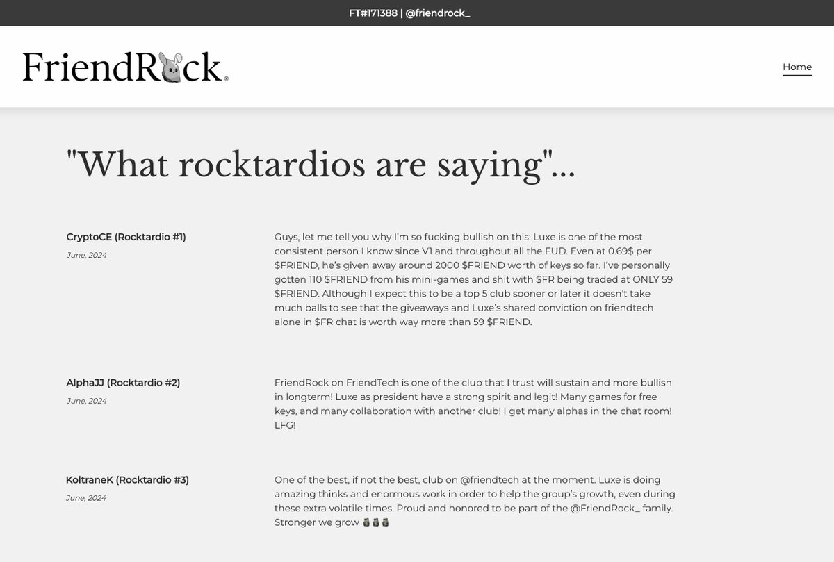 We believe by having a rock solid foundation anything can be accomplished

Thank you for the best testimony of how being a rocktardio meant for ya'll <a href="/CryptoCe7/">CE</a> <a href="/jjalphajj/">JJalpha.hl</a> <a href="/KoltraneK/">Koltrane_Koll</a> 

Each of you have been given 1 extra $FR key for being loyal and supportive throughout the