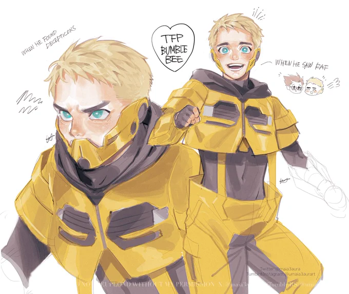 擬TFPビーちゃとアーシーForgot to post my human TFP Bumblebee and Arcee here! They're based on my old design sketches from about 10 years ago :) 