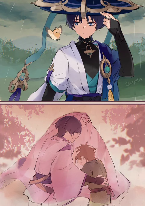 子猫と小鳥 
