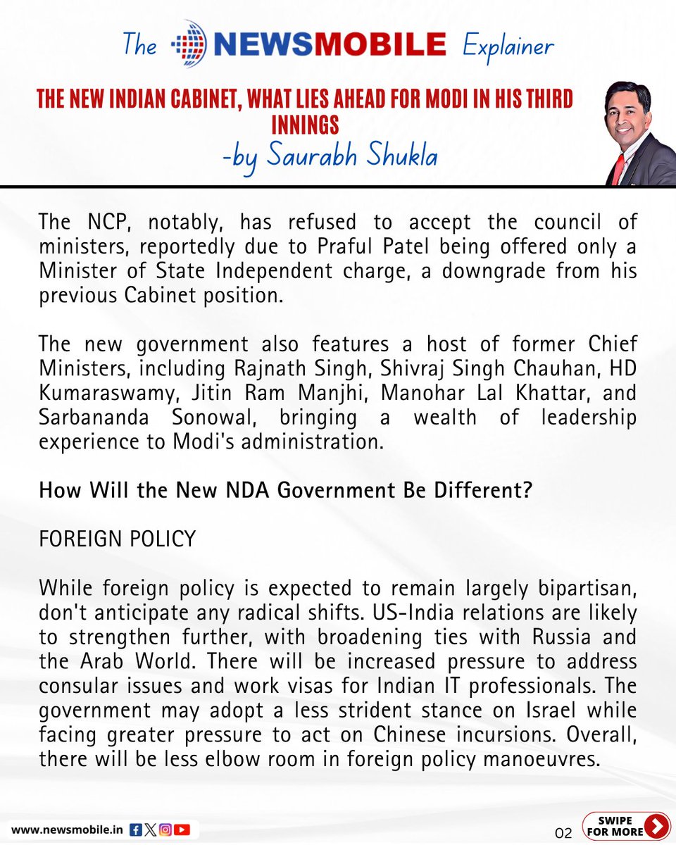 NewsMobileIndia's tweet photo. The New Indian Cabinet, What Lies Ahead For Modi In His Third Innings ~ By @isaurabhshukla     

https://t.co/qljcvM4NMB https://t.co/Q2FugcjyCJ