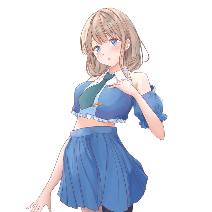 「blue skirt short sleeves」 illustration images(Latest)