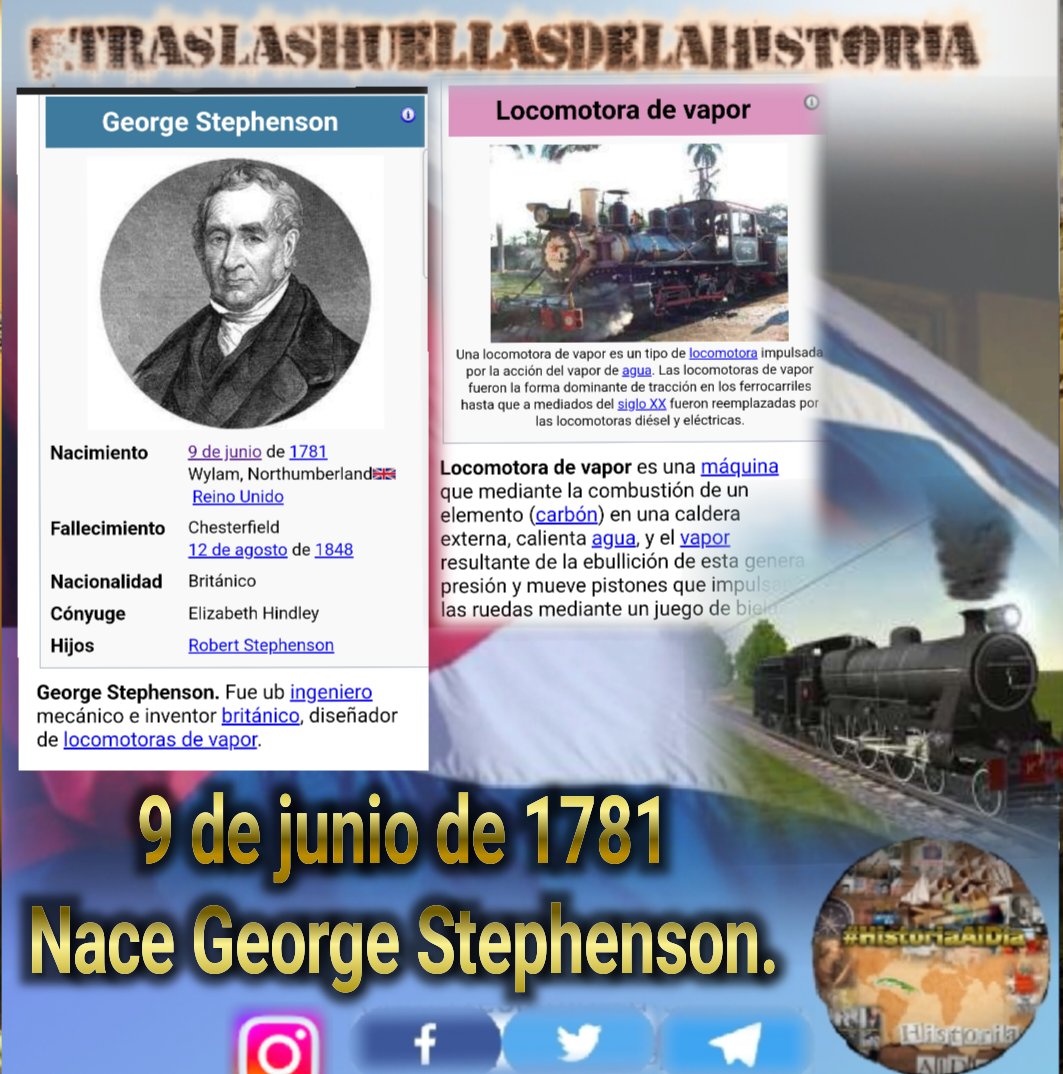 VidePvide's tweet photo. Comparte, ama y Divulga la Verdad de la Historia 🇨🇺
 Efemérides del 9 de junio
👣Nace George Stephenson.
👣Llegan José Martí y Panchito Gómez a Puerto Limón.
👣Comienza el combate de Saratoga.
👣Nace Ramón Labañino. Felicidades
 #HistoriaAlDía #IzquierdaLatina #TitanesDeCorazón https://t.co/HIzaMRfAsT