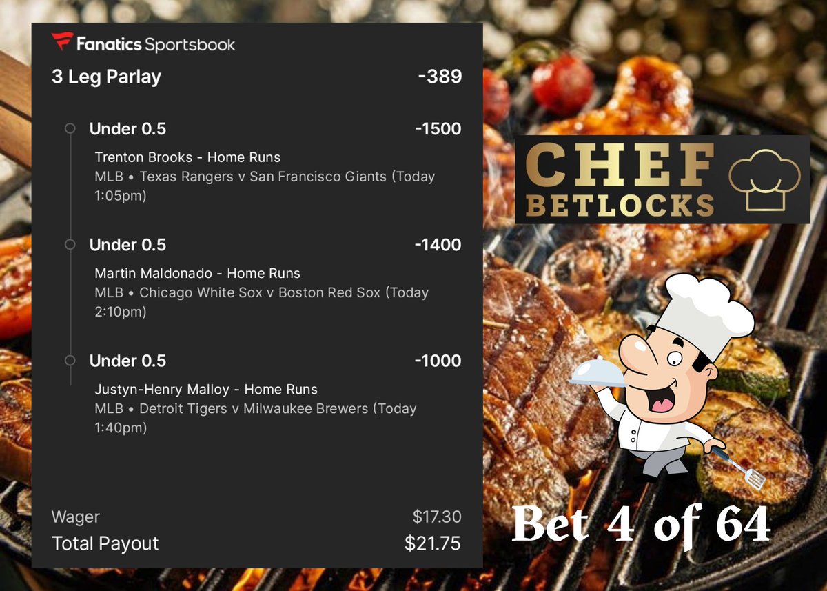 ChefBetLocks's tweet image. Bet #4 to becoming a millionaire..
💰 💰 💰 💰 💰 💰 💰 💰

3 legs today. 🔥 🔥 🔥 
#LFG 

For those who don't know. $10 rolled over 64 times averaging -500 odds will make you a millionaire. 🤯 

#GamblingTwitter #GamblingX
#SportsBetting #PrizePicks