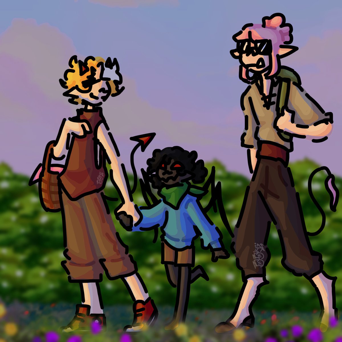 They're on their way to have a picnic with #deathfamily 

YES I ADDED SHROUD
.
.
.
#tommyinnitfanart #technobladefanart #bedrockbros #qsmp