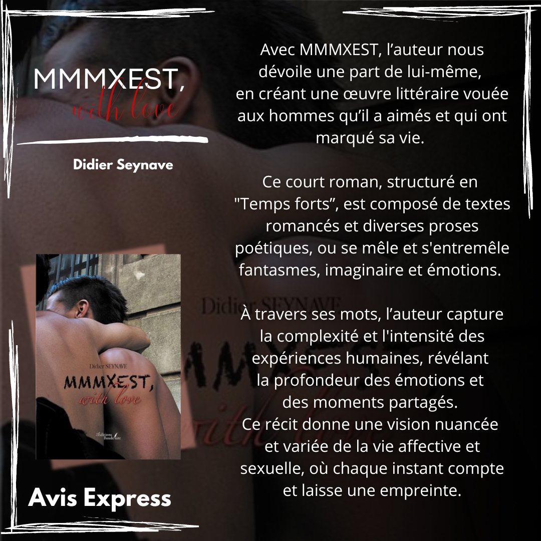 DeMotsEnAddict's tweet photo. 🌟 Reading Review 🌟
ATTENTION  : ce n'est pas une Romance MM
*** *** *** 
Mmmxest, With Love de @didierseynave 
Aux @editionsbaudelaire 

📚Mon avis : (Voir photos)
ou sur le blog : https://t.co/xKmM0ouZ2u https://t.co/FKGzWdgu41