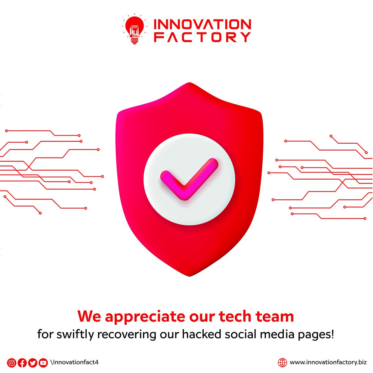 Crypto_team90's tweet photo. Dear Community,
We regret to inform you that Innovation Factory's social media accounts were recently hacked,
However,our diligent technical team swiftly recovered control of the accounts.
Thank you for your understanding and support.
#innovationfactory #berestassured #Innovati https://t.co/v3Rmo8qcaA