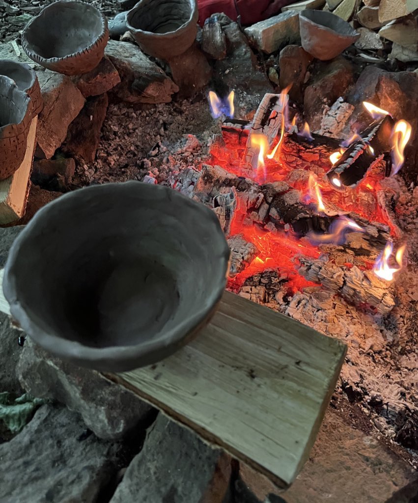 AmyJaneBeer's tweet photo. Today I spent three wonderful hours in the long ago and I made real stuff. Delighted with my shale pendant, amber bead, and wobbly pot. All is well, as long as someone else was catching dinner. Thanks so much @MesoPip @AndyNeedhamArch @YEARCentre @YorkFestofIdeas https://t.co/EuZpnrjByp