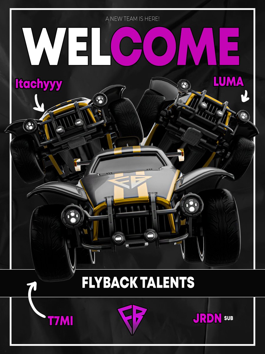 Welcome our new team FlyBack eSports Talents!

<a href="/t7mirl/">FBE t7mi</a> (player)
<a href="/ItachyyyRL/">Itachyyy</a> (player)
@NialRhyu (player)
 <a href="/JordanSimo59420/">jrdn</a> (sub)

<a href="/Kesja101/">Kesja</a> (manager)
<a href="/NikyRl/">Coach Niky</a> (coach)

💪

#togetherweflyback