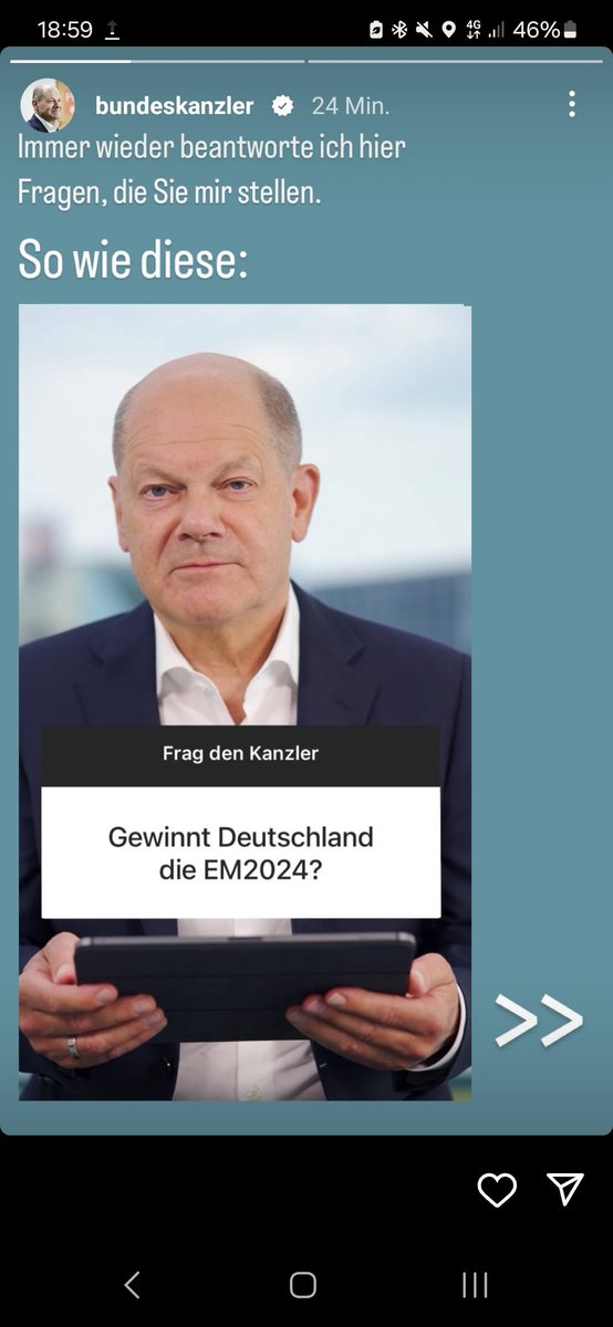 SPD so schlecht wie nie, AfD mit deutlichen Zugewinnen bei der #Europawahl und meistgewählte Partei bei den unter 25-Jährigen...

Die erste Instagramstory des Bundeskanzlers als Antwort darauf: