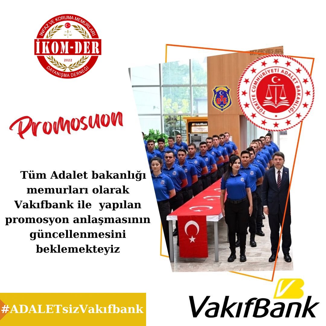 Adalet Bakanlığı 22 Ağustos 2022 de Vakıfbank ile 3 yıllığına 25 Bin TL ye promosyon anlaşması imzalamıştı. O dönemki maaşlarımız en düşük 8 Bin TL idi. Fakat şuan geldiğimiz durumda maaşlarımız en düşük 34 Bin TL civarında. İmzanalan promosyon anlaşması 1 maaşımız bile etmiyor