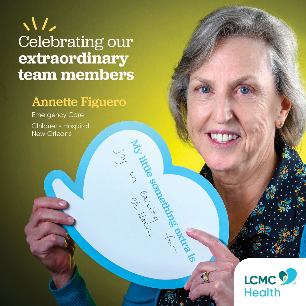 LCMCHealth's tweet photo. Dr. Annette Figueroa specializes in Emergency Care at @CHNOLA. Her #littleextra is her joy in caring for children! #NationalChildrensDay πΆπ§
Share your Little Extras with us at https://t.co/BnQd3j6Ifd. https://t.co/ypsezXVX0y