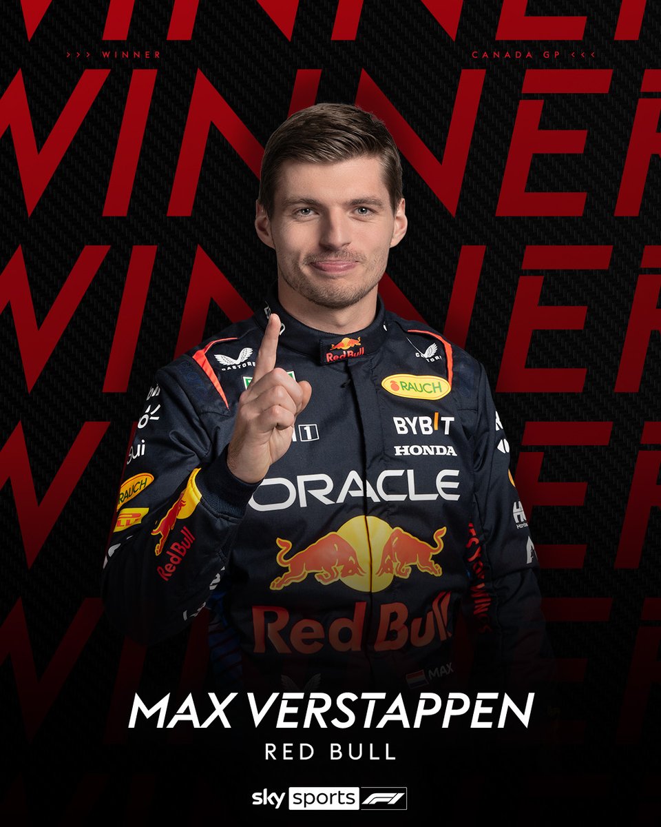 SkySportsF1's tweet photo. Max Verstappen wins a CHAOTIC Canadian Grand Prix 🏆 https://t.co/fOeNSLJD5Q