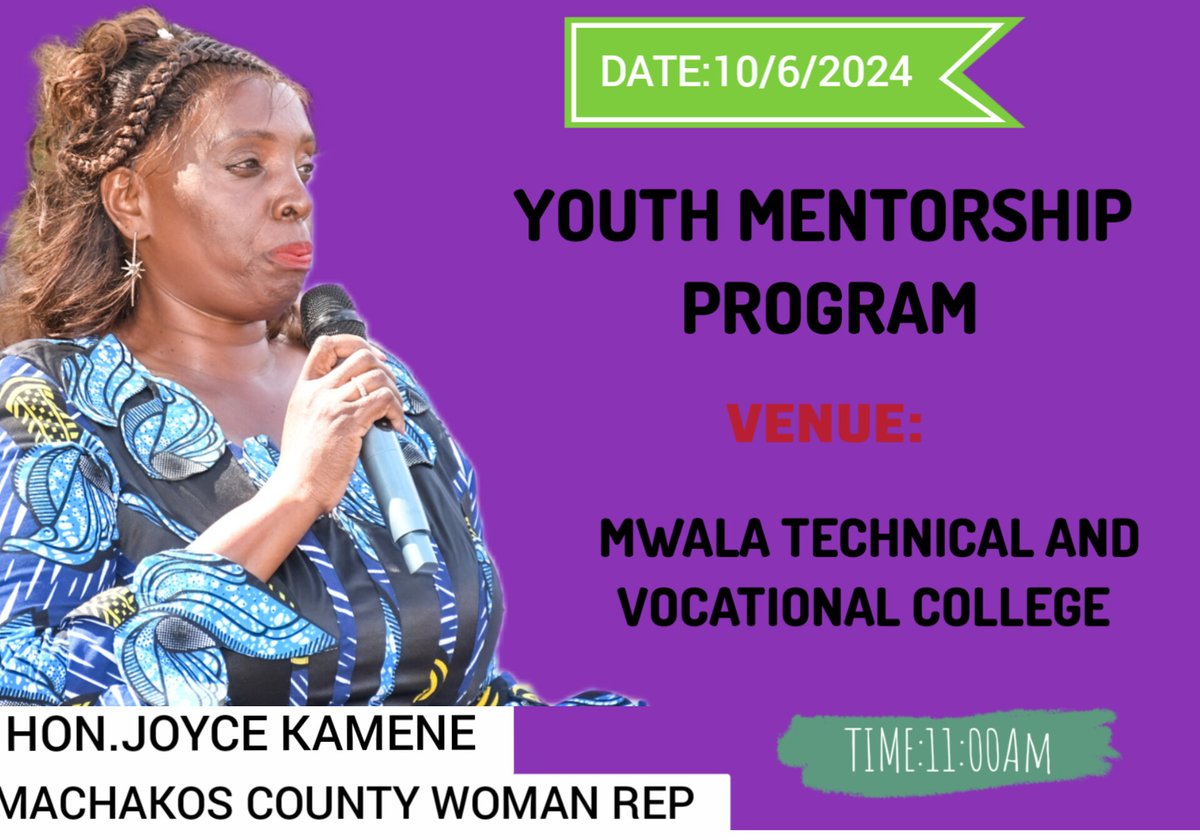 Youths wa Mwala tupatane Mwala Technical and vocational College tuzungumze ...

#Mum Witu Taa Witu 📷