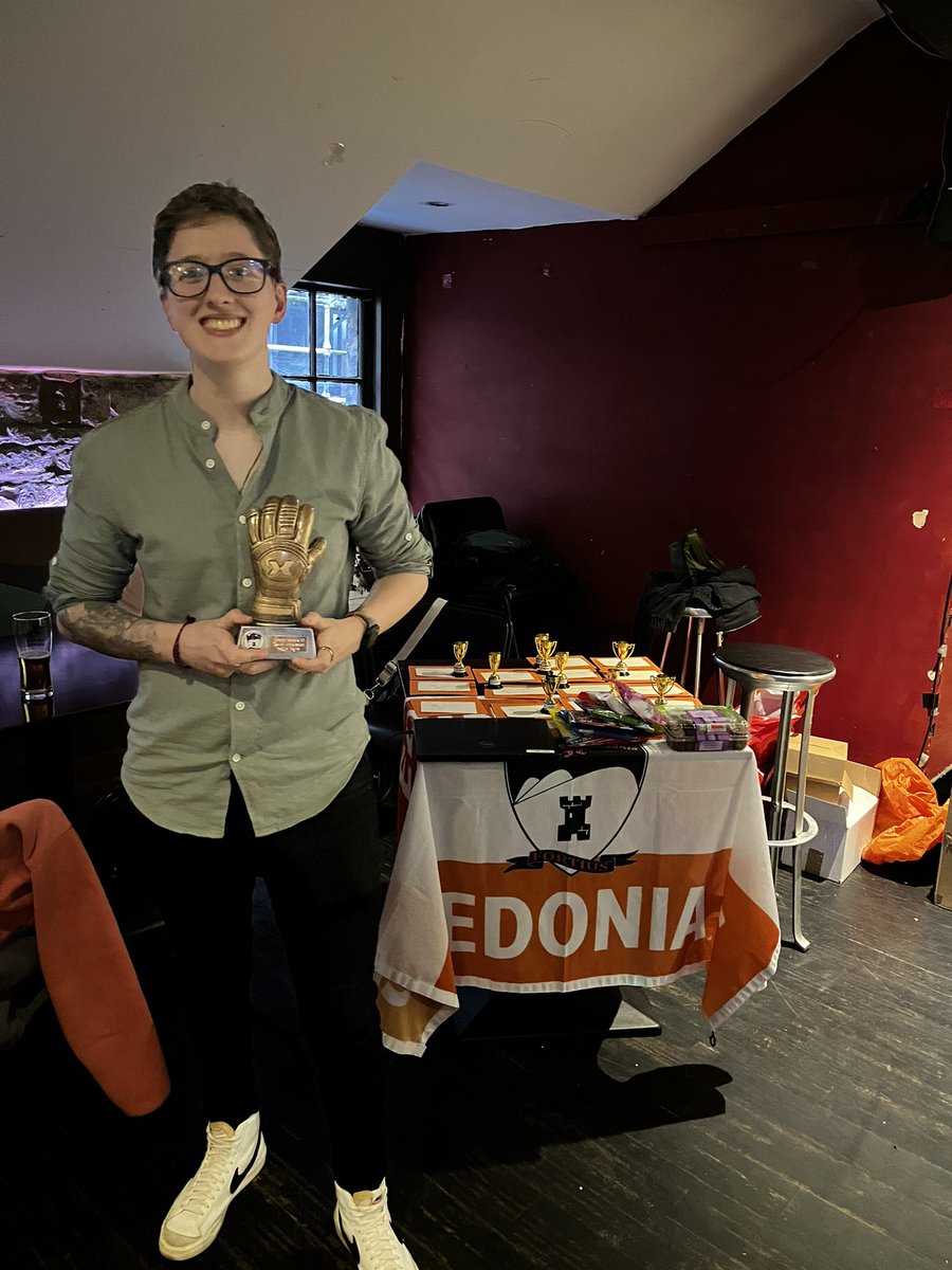 Edinburgh Caley Awards Night 🏆 

The final award of the night was our special achievement award which went to Robyn Taylor. 

Our #1 has been with the club for 10 years and racked up the most minutes of any player! An outstanding player, friend, teammate &amp; safe pair of hands! 🧤