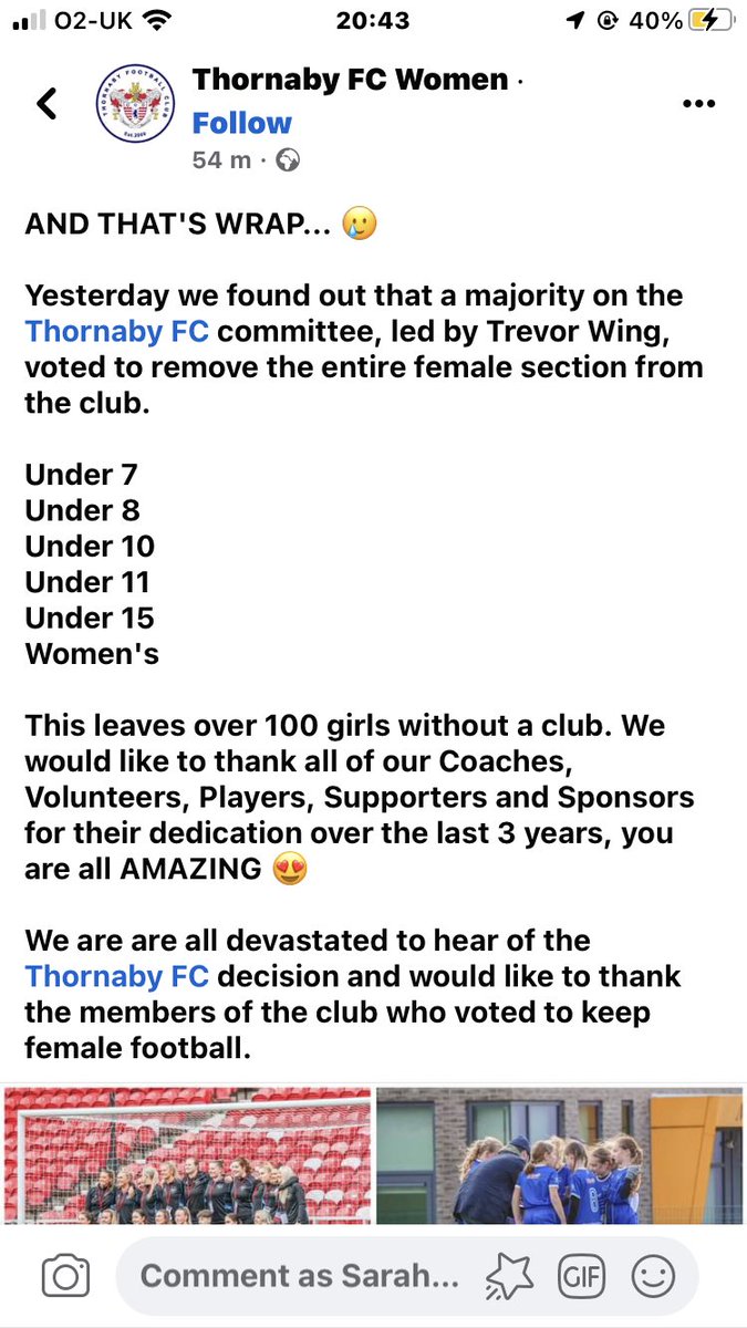 SarahOnSocials's tweet photo. @carriesparkle @Tanni_GT @thornaby_fc It’s just been shared on Facebook. Utterly shambolic. The FA need to be investigating this. https://t.co/bvJjvonjgS