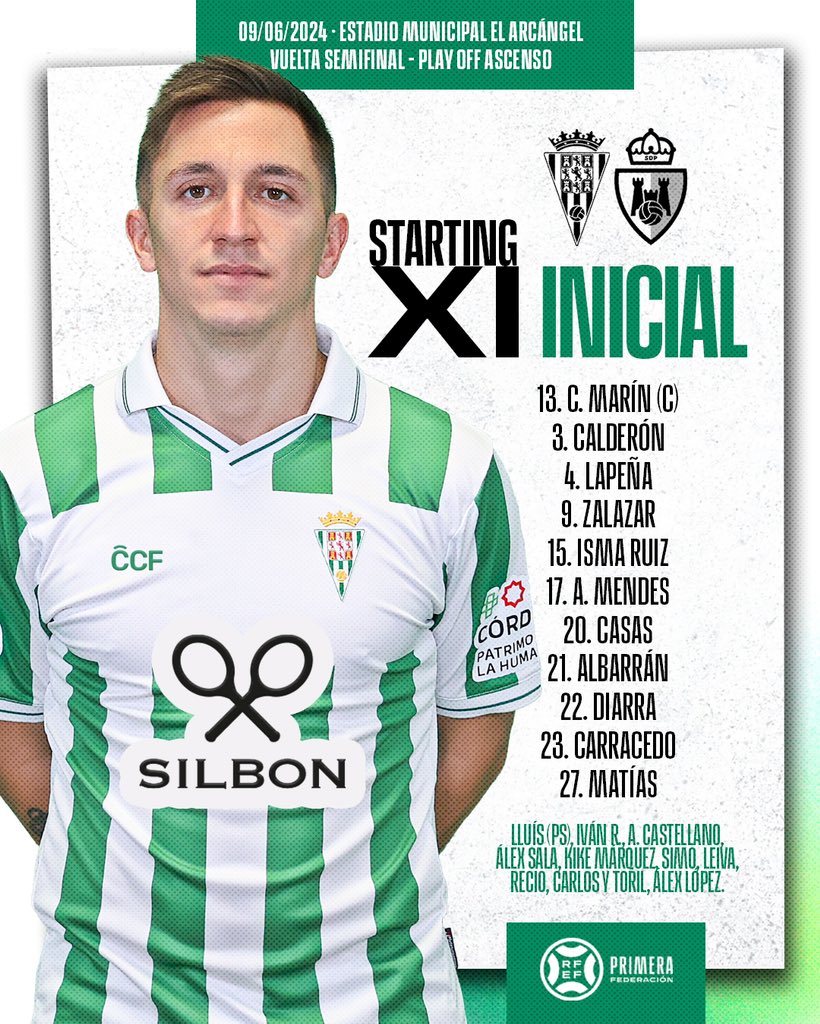 👤 ¡Este es nuestro 𝗫𝗜 de hoy frente a la <a href="/SDP_1922/">SD Ponferradina SAD</a> 
 
#CórdobaCF  | #CórdobaPonferradina