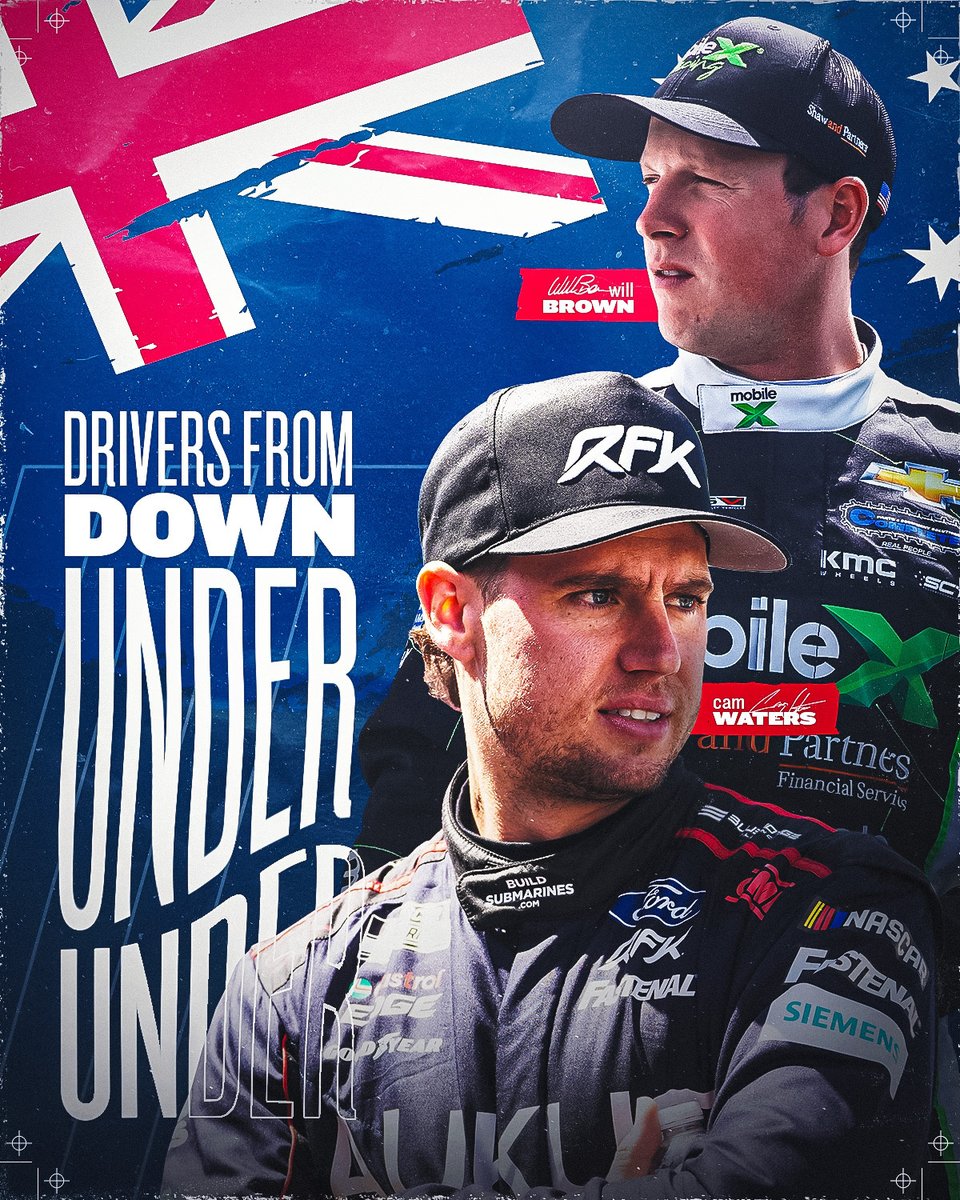 NASCAR's tweet photo. .@supercars stars turned NASCAR rookies!

@will_brown87 and Cam Waters make their Cup Series debuts today! https://t.co/0eYS7Np14D