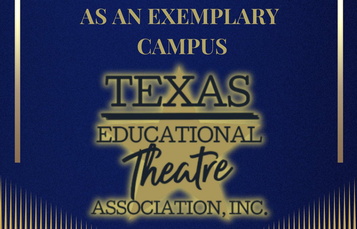 Congratulations Socorro HS for being named an Exemplary Campus for theatre education by the Texas Educational Theatre Association! #SISDFineArts #TeamSISD