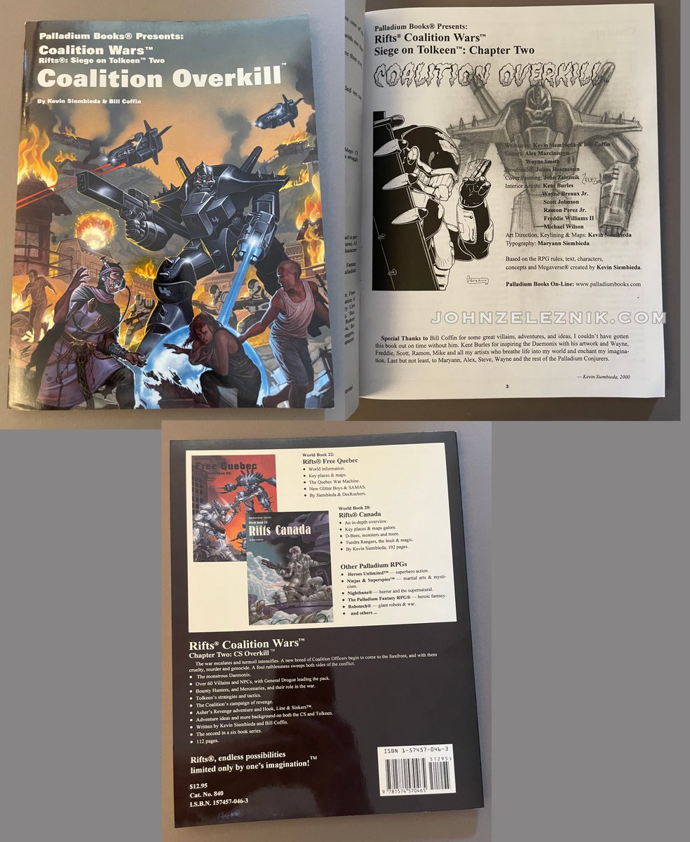 ZeleznikArt's tweet photo. For my Riftstians, Did a lil remarque drawing in this copy of RIFTSยฎ COALITION WARSยฎยทTWO: CS OVERKILL
$40 shipped Media Mail in the US of A #palladiumbooks #rifts #zeleznik #rpgartist #tolkeen https://t.co/B4Fu0A7kaN