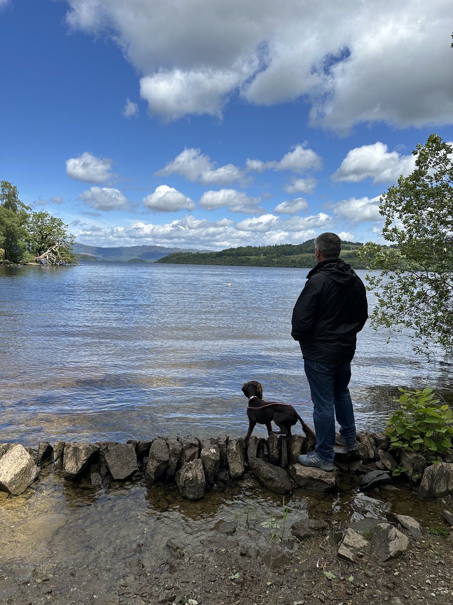 coco_should's tweet photo. Me and Dad at Loch Lomond yesterday. I got a little paddle - no proper swimming 🏊‍♂️ unfortunately. https://t.co/3sb89kjJkf