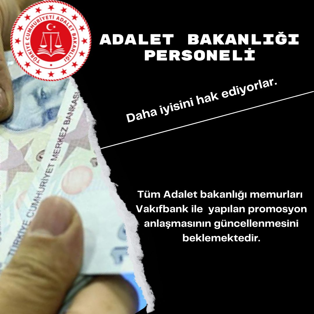 Kamu bankaları en fazla kârı 
Adalet Bakanlığından alıyor. 
<a href="/VakifBank/">VakıfBank</a> 
Vakıfbank sadece İş Yurtlarının milyonlarca lirasını çeviriyor. 

O yüzden promosyonlara güncelleme şarttır. 
En az 80 bin lira ek ödeme olması lazımdır.

<a href="/adalet_bakanlik/">T.C. Adalet Bakanlığı</a> 
#ADALETsizVakıfbank