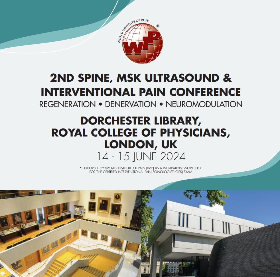 NOT LONG NOW until 2nd Spine, MSK Ultrasound &amp; Interventional Pain Conference at Royal College of Physicians, London on 14-15 June 2024. Lectures, ultrasound demos &amp; hands-on workshops. Limited places for in person attendance. Register on the website:  qr.link/iV3Jot