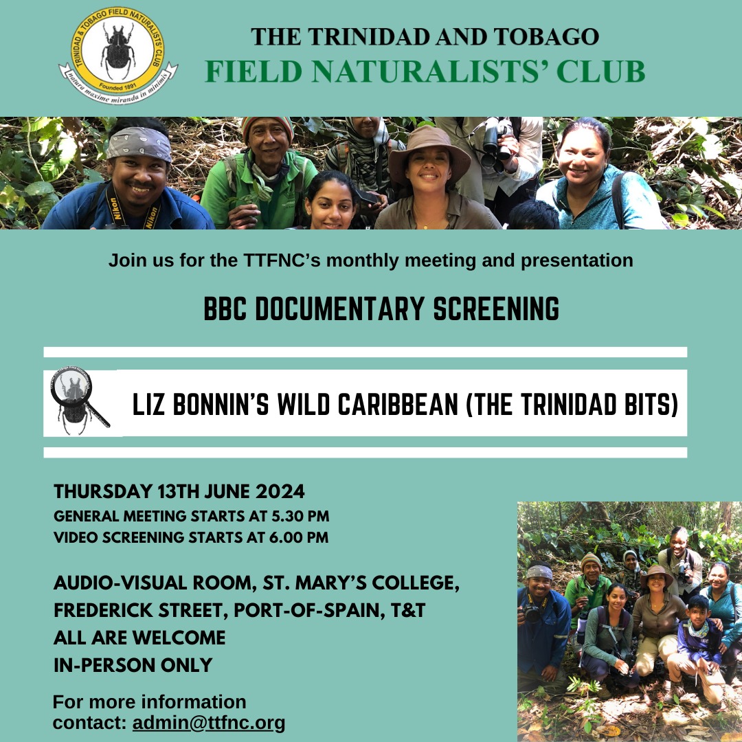 TTFNC's tweet photo. Join us on 13th June for the 1st local screening of @BBC @LionTelevision doc “Liz Bonnin's Wild #Caribbean” (Ep. 4).

The series sees presenter &amp; wildlife biologist @LizBonnin (who has Trini roots) visiting conservation projects all over the region. 
1/4 https://t.co/dCpD6HkFdC