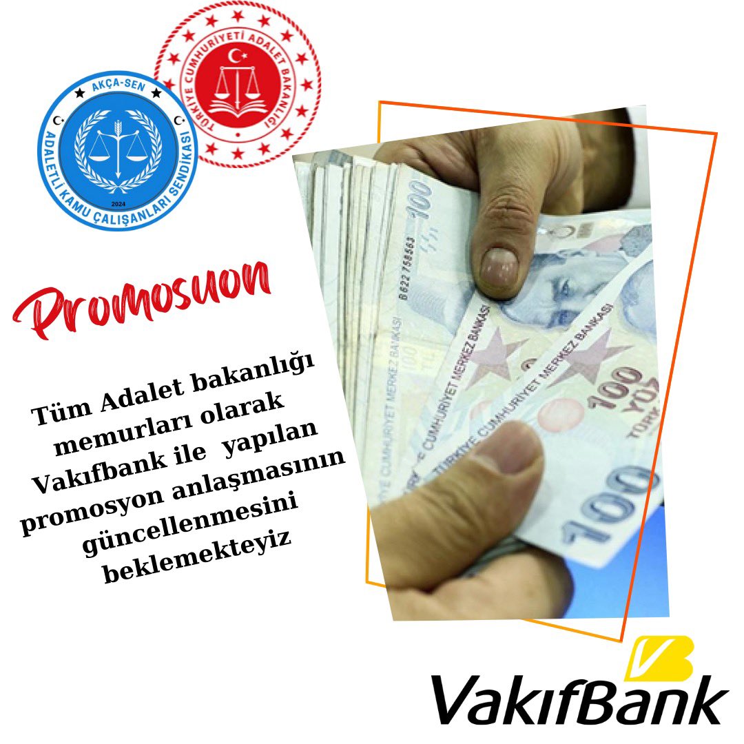 Kamu bankaları en fazla kârı 
Adalet Bakanlığından alıyor. 
<a href="/VakifBank/">VakıfBank</a> 
Vakıfbank sadece İş Yurtlarının milyonlarca lirasını çeviriyor. 

O yüzden promosyonlara güncelleme şarttır. 
En az 80 bin lira ek ödeme olması lazımdır.

<a href="/adalet_bakanlik/">T.C. Adalet Bakanlığı</a> 
#ADALETsizVakıfbank