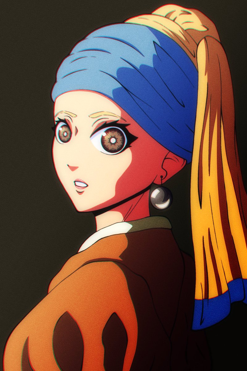 GrimulkinDraws's tweet photo. Had a go at drawing "Girl with a Pearl Earring" in my own style :)

#dtiys https://t.co/yazLyNoNc9