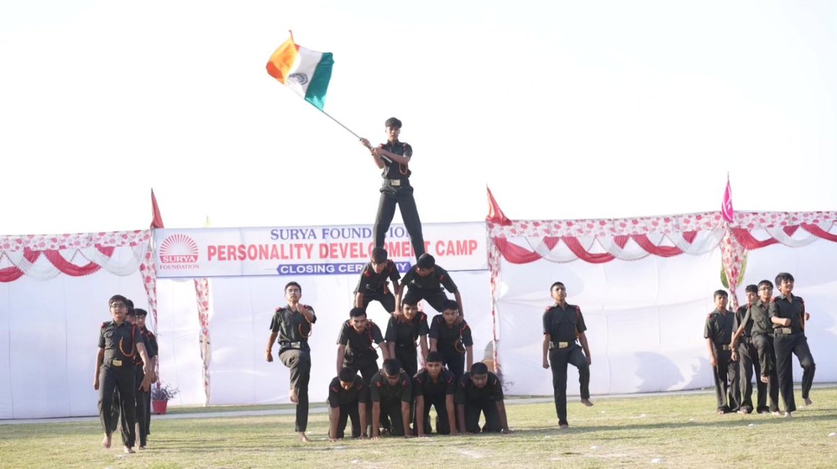suryafnd's tweet image. #PDC2024
#SuryaSadhnaSthali 
आज सूर्या साधना स्थली,झिंझौली में दूसरे 10 दिवसीय व्यक्तित्व विकास शिविर का समापन हुआ। इस शिविर में 104 शिविरार्थियों ने भाग लिया। शिविर में शिविरार्थियों ने कराटे, प्राकृतिक चिकित्सा, ध्यान, घुड़सवारी, निशानेबाजी, क्राफ्टिंग और योग के साथ-साथ