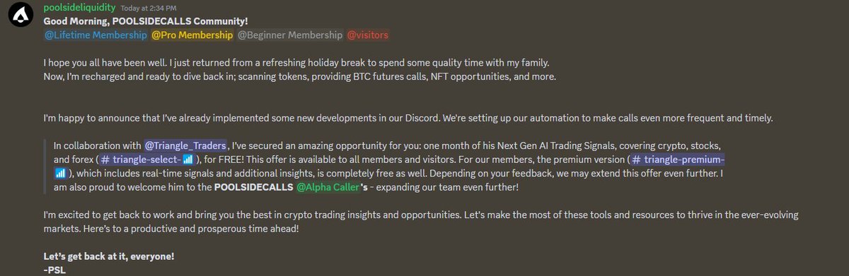 POOLSIDECALLS's tweet photo. Exciting news:

We proudly welcome @videosimsburner to the @POOLSIDECALLS Alpha Callers, further expanding our team.

He offers a month of his Next Gen AI Trading Signals for crypto, stocks, and forex FREE for all visitors! The Premium version is free for members. 💎

Try NOW: https://t.co/lsD9uU09JL