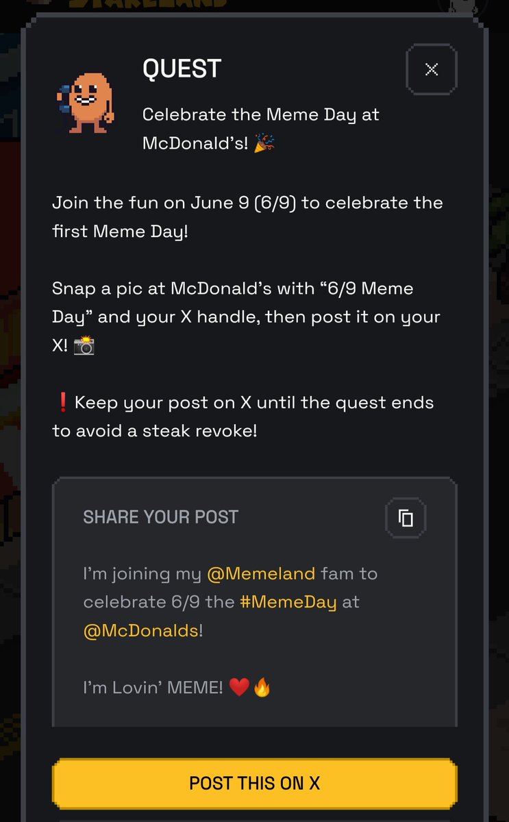 ZegoBraz's tweet photo. I'm joining my @Memeland fam to celebrate 6/9 the #MemeDay at @McDonalds!

I’m Lovin’ MEME! ❤️‍🔥 https://t.co/Z8sRrS51Ms