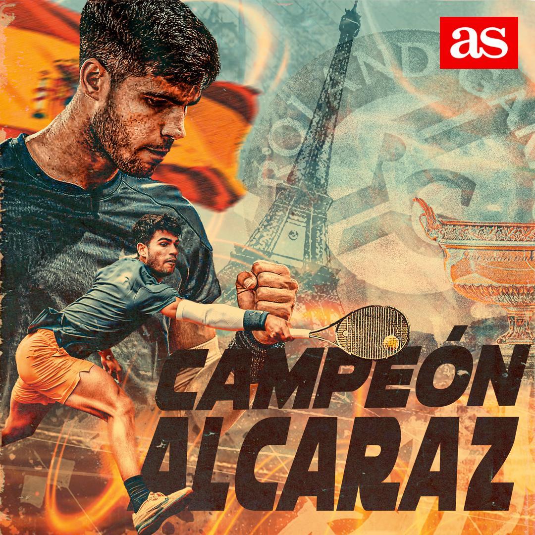 diarioas's tweet photo. 🤴🇫🇷 ¡𝘾𝘼𝙍𝙇𝙊𝙎 𝘼𝙇𝘾𝘼𝙍𝘼𝙕 𝙉𝙐𝙀𝙑𝙊 𝙍𝙀𝙔 𝘿𝙀 𝙋𝘼𝙍𝙄́𝙎!

💪 El murciano vence a Zverev en un partido para la historia y se alza con su 𝙏𝙀𝙍𝘾𝙀𝙍 𝙂𝙍𝘼𝙉𝘿 𝙎𝙇𝘼𝙈 y su 𝙋𝙍𝙄𝙈𝙀𝙍 𝙍𝙊𝙇𝘼𝙉𝘿 𝙂𝘼𝙍𝙍𝙊𝙎

📎 https://t.co/FY0qIORiNf #RolandGarros https://t.co/2HIyl7mh4F