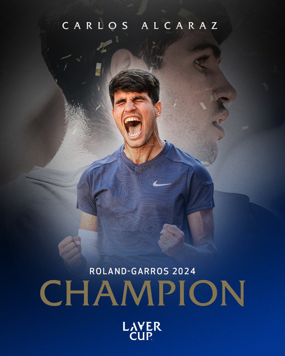 LaverCup's tweet photo. Carlos Alcaraz wins his first #RolandGarros crown and third career Grand Slam singles title. https://t.co/47Ajak9H2j