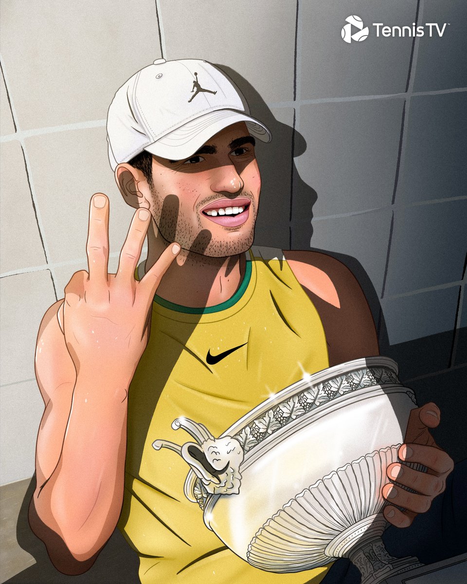 TiebreakPodcast's tweet photo. 🇪🇸 Le tennis est entre de bonnes mains messieurs dames ! CARLOS ALCARAZ 🏆🏆🏆 https://t.co/OFG1Qk481N